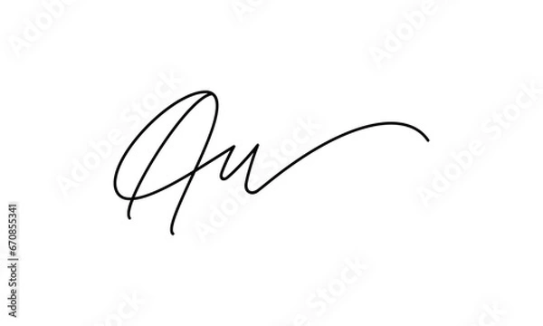 Obraz AW script initials logo design