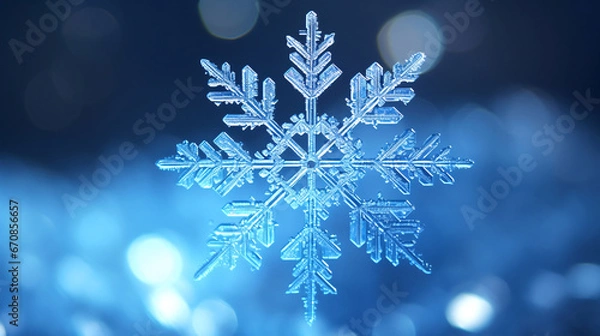 Fototapeta 雪の結晶のアップ、冬イメージの背景
