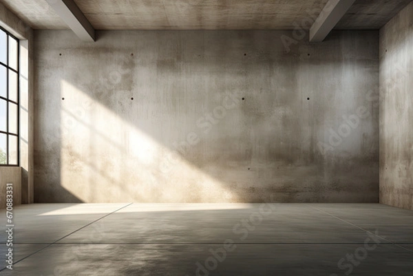 Obraz Interior of modern loft with concrete floor and panoramic windows