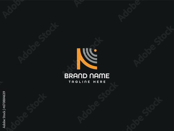 Obraz Letter N wifi logo design 