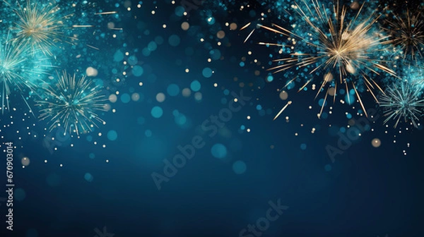 Obraz New Year's Eve background design with fireworks with empty copy space