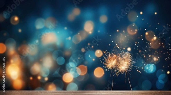 Obraz New Year's Eve background design with fireworks with empty copy space