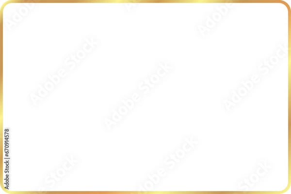 Fototapeta Elegant golden rectangular frame png border on transparent background