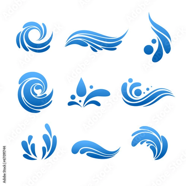 Fototapeta Kropla wody i plusk wektor zestaw ikon