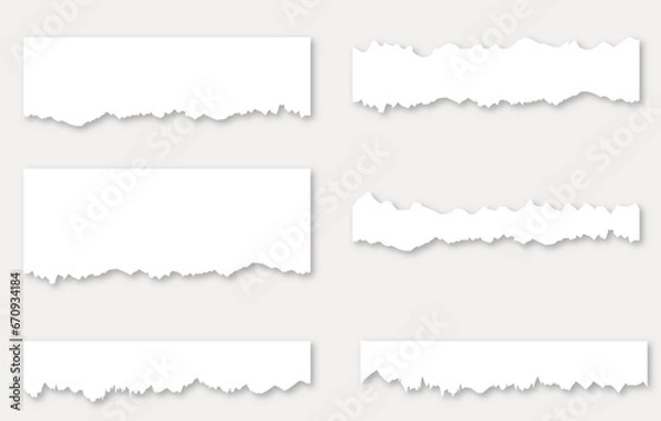 Fototapeta Torn sheets of paper. Torn paper vector strips set. 