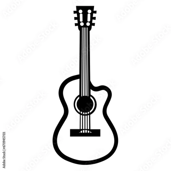 Fototapeta Vector Illustration of Guitar with Outline Style
