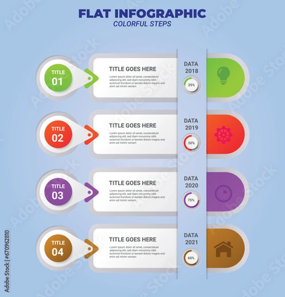 Obraz Infographic design vector and marketing icons can be used for workflow layout, diagram, annual report, web design. Business concept with 3, 4, 5,6,7 and 8 options, steps or processes.