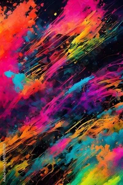 Fototapeta abstract painting art with bursts of bright color