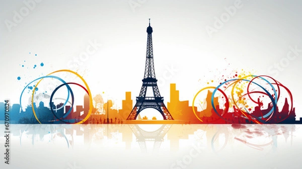 Fototapeta eiffel tower city olympic games in Paris