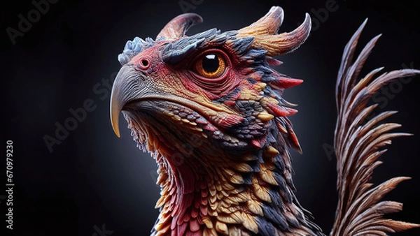 Obraz Fire-Breathing Dragon-Eagle - AI generated Illustration, realistic

