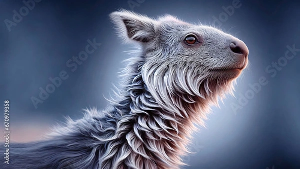Obraz Blue Fur Goat - AI Generated Illustration, Realistic and Creative