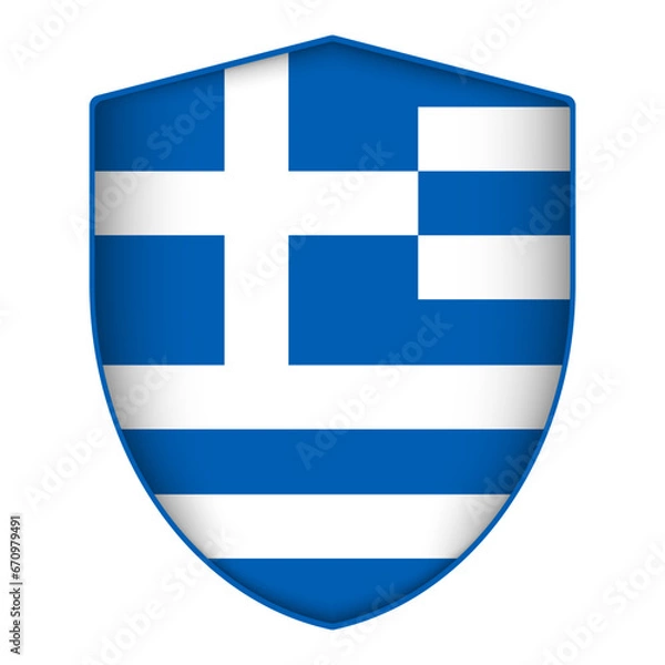 Fototapeta Greece flag in shield shape. Vector illustration.