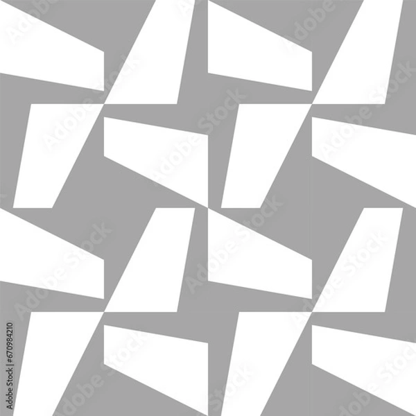 Fototapeta Abstract geometric vector seamless pattern with triangles, squares, rectangles and polygons. Scandinavian design style simple black, grey and white shapes. Monochrome graphic background