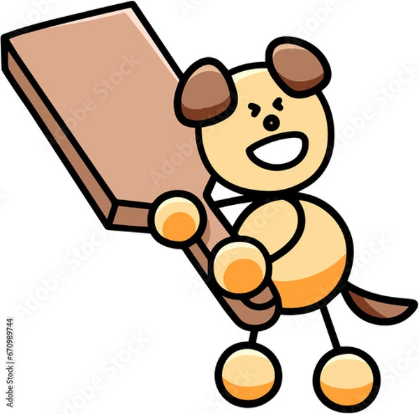 Obraz 羽子板を持つわんまるのイラスト　犬
