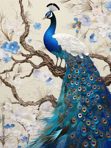 Obraz peacock on the wall texture 