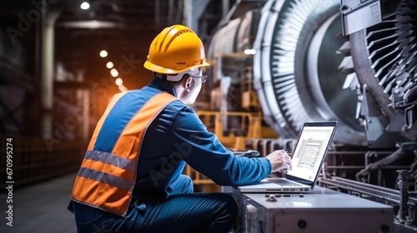 Obraz Engineer working at power plant