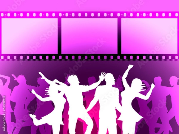 Fototapeta Filmstrip Disco Indicates Negative Joy And Dancing