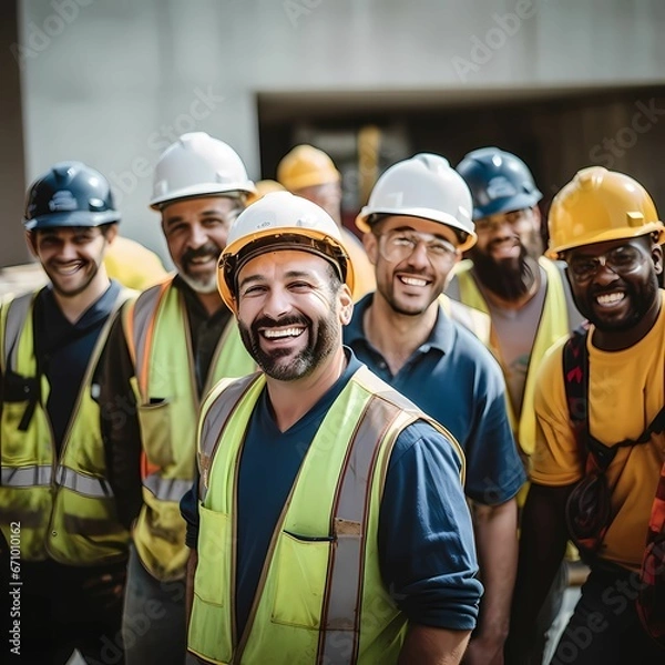 Obraz Group of smiling construction workers
