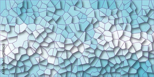 Fototapeta Light blue stone background with rock pattern, macro. Texture of abstract backdrop with purple Strock lines Multicolor Broken Stained Glass Background quartz pattern art Blue mosaic from fragments.