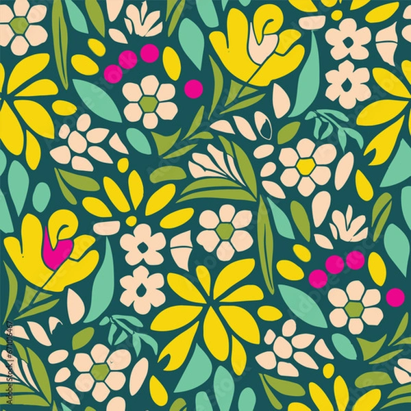 Obraz Textile Pattern Vectors Flower Design AI Generation