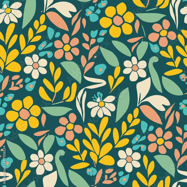 Obraz Textile Pattern Vectors Flower Design AI Generation