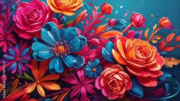 Fototapeta vibrant and sharp colorful flowers