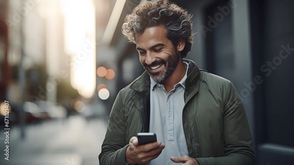 Fototapeta person using cell phone