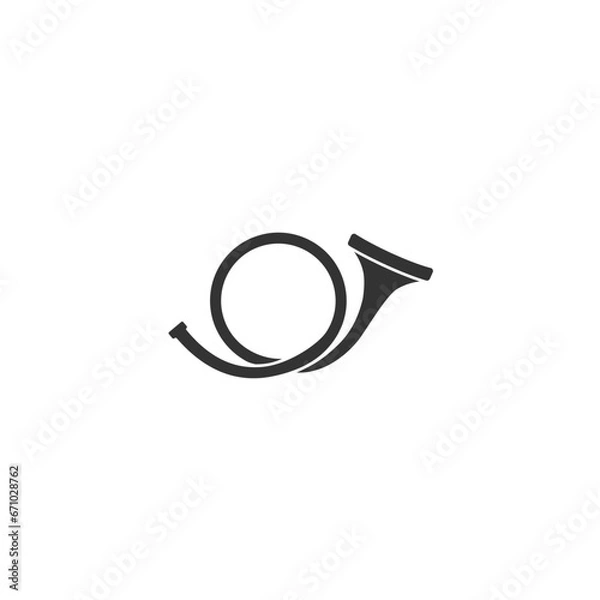Obraz Trumpet icon. Realistic bugle. Royal decoration in flat. Vector