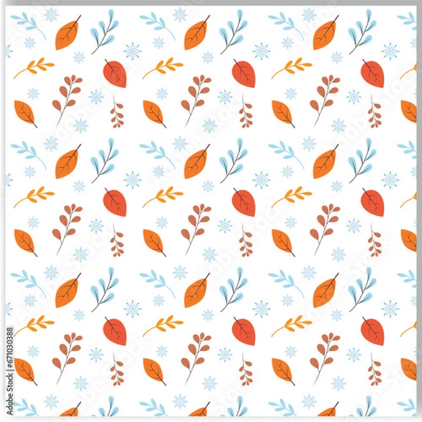 Fototapeta Autumn floral pattern shameless leaf vector background