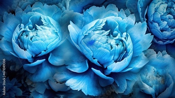 Fototapeta  a close up of a blue flower on a black background.  generative ai