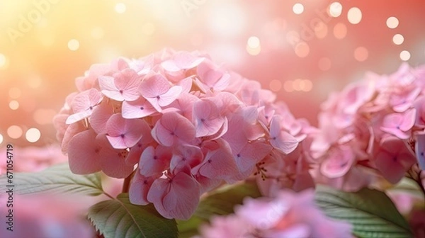 Fototapeta  a close up of a bunch of pink flowers with a blurry background.  generative ai