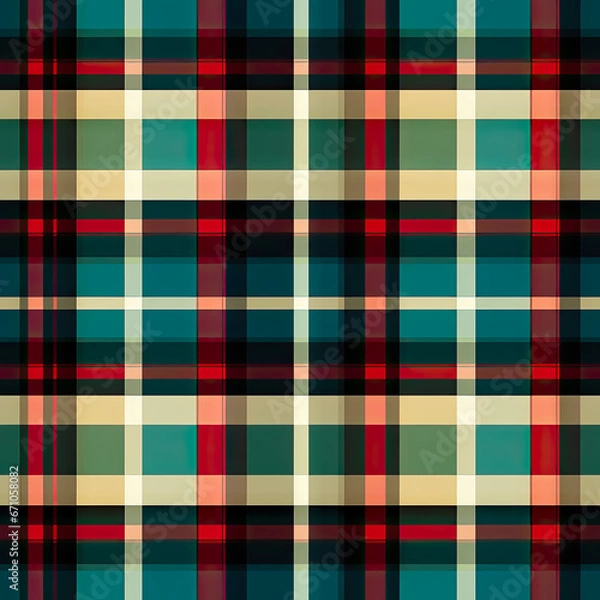 Fototapeta Digital Grid Design: Checkered Script on Tartan Backdrop generated by AI