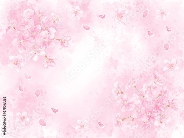 Fototapeta ふんわり桜の背景イラスト
