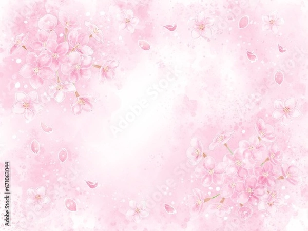 Obraz 満開の桜の花の背景イラスト
