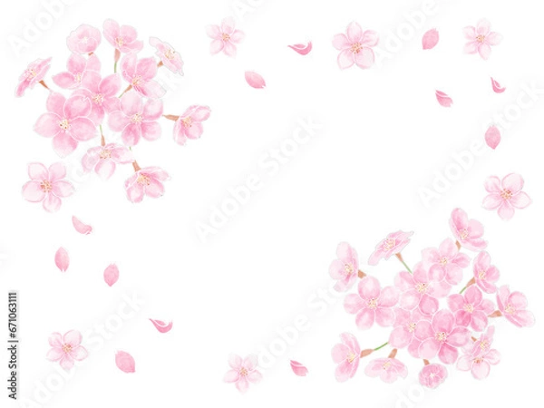 Obraz 水彩で描いた満開桜のフレーム
