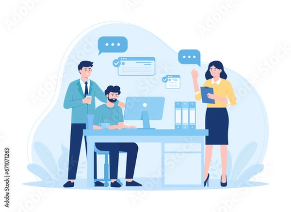 Obraz Customer service worker concept flat illustration