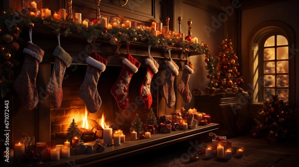 Obraz Cozy Christmas Fireplace