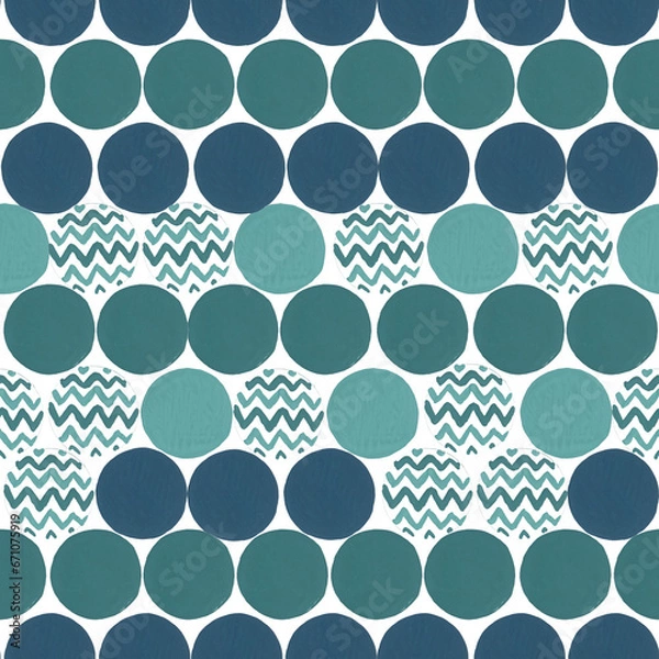 Obraz Seamless pattern. Gouache technique. Geometry, circles and zigzags.
