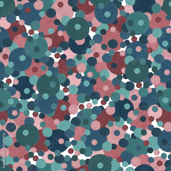 Obraz Seamless pattern. Gouache technique. Geometry, multi-colored circles.