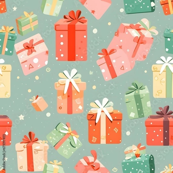 Fototapeta Christmas Seamless tile pattern gift wrap background design