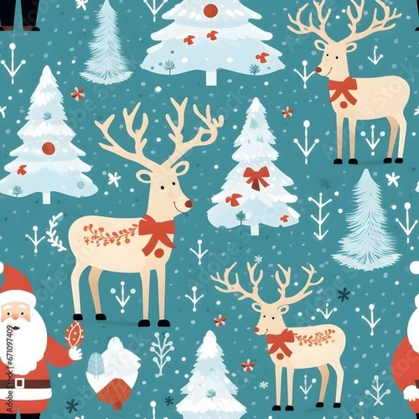 Obraz Christmas Seamless tile pattern gift wrap background design