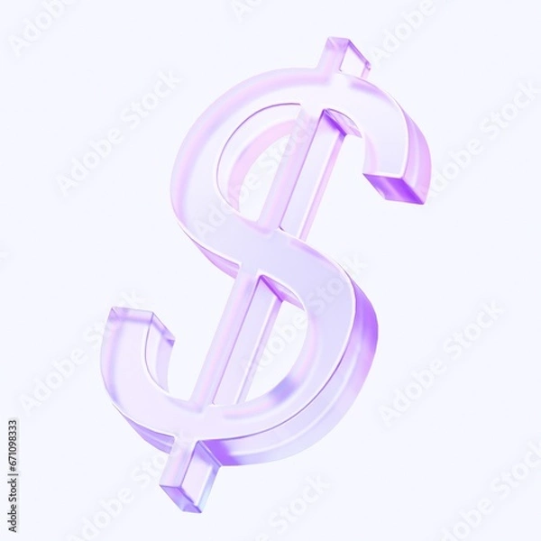 Obraz dollar icon with colorful gradient. 3d rendering illustration for graphic design, ui ux design, presentation or background . shape with glass effect