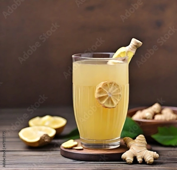 Fototapeta ginger tea with lemon