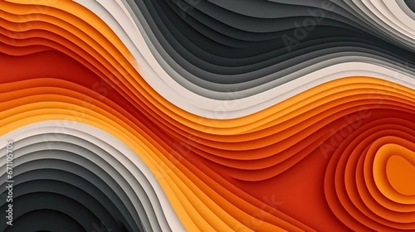 Fototapeta abstract background with wavy lines in orange and black