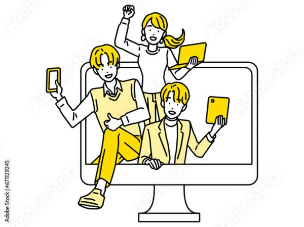 Obraz web制作をする元気なビジネスパーソン