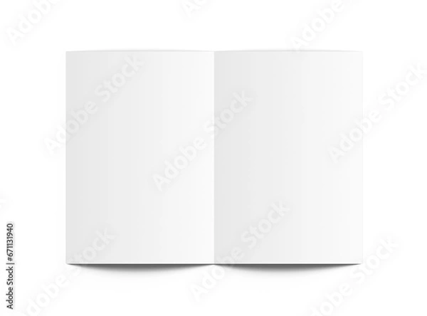 Obraz Blank A4 Half Sheet Fold brochure render to present your design. On transparent background 