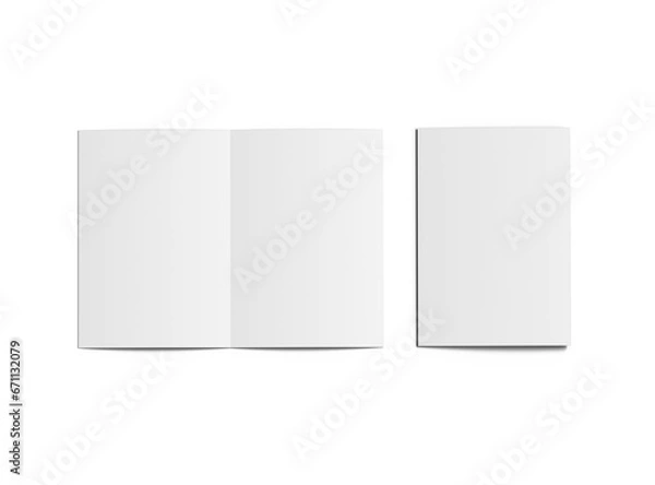 Obraz Blank A4 Half Sheet Fold brochure render to present your design. On transparent background 