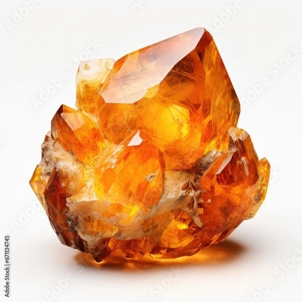 Fototapeta Citrine crystal stone isolated on white background