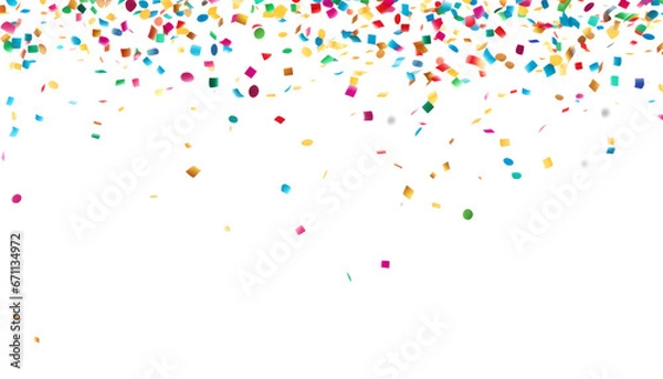 Fototapeta falling colorful confetti isolated on transparent background cutout