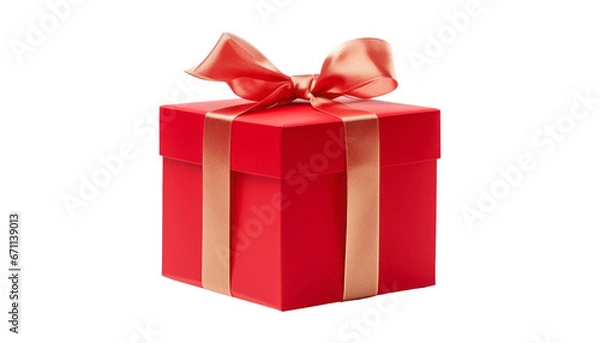 Obraz red gift box isolated on transparent background cutout